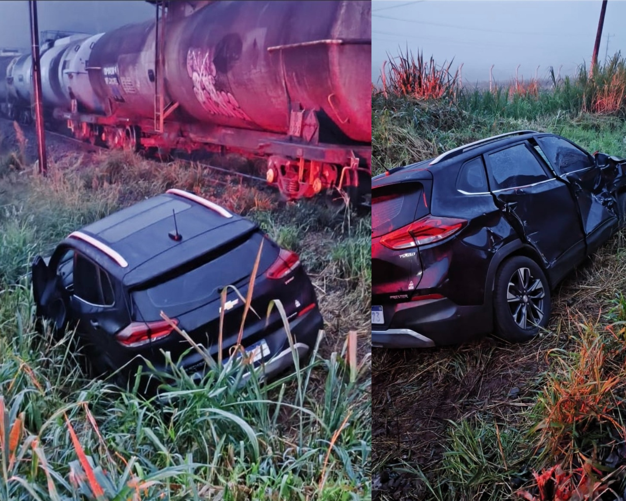 Veículo da Prefeitura de Cambira é atingido por trem em cruzamento ferroviário