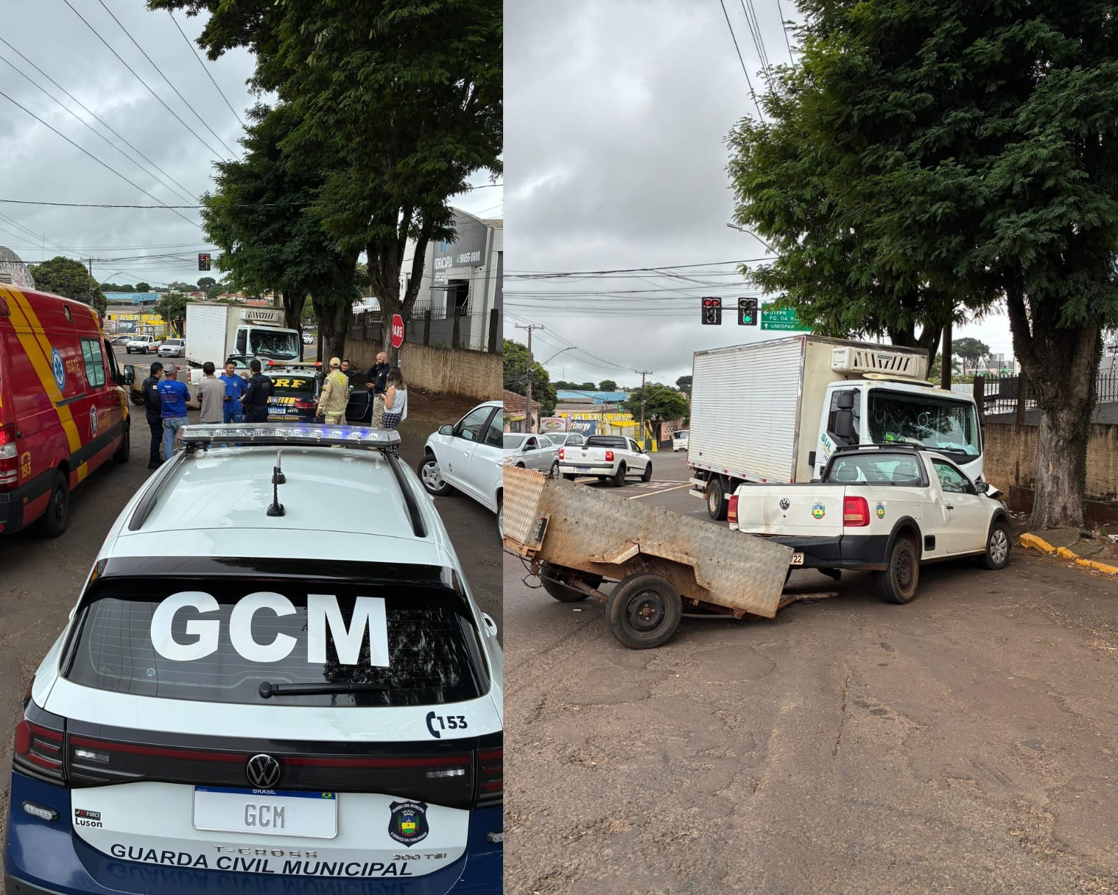 Acidente entre caminhonete da Prefeitura e caminhão mobiliza socorro em Apucarana