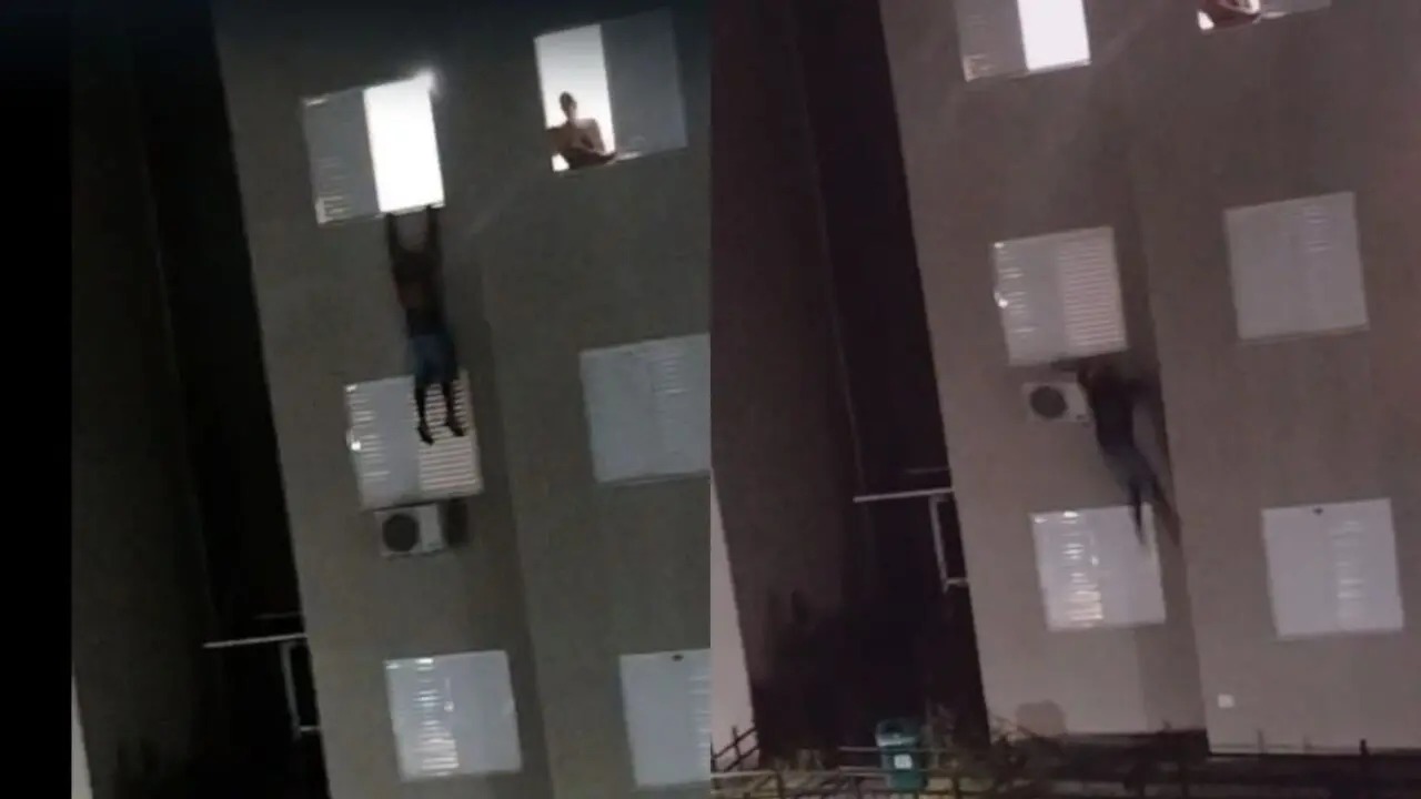 VÍDEO: Homem não paga programa e foge pela janela do 3° andar de prédio