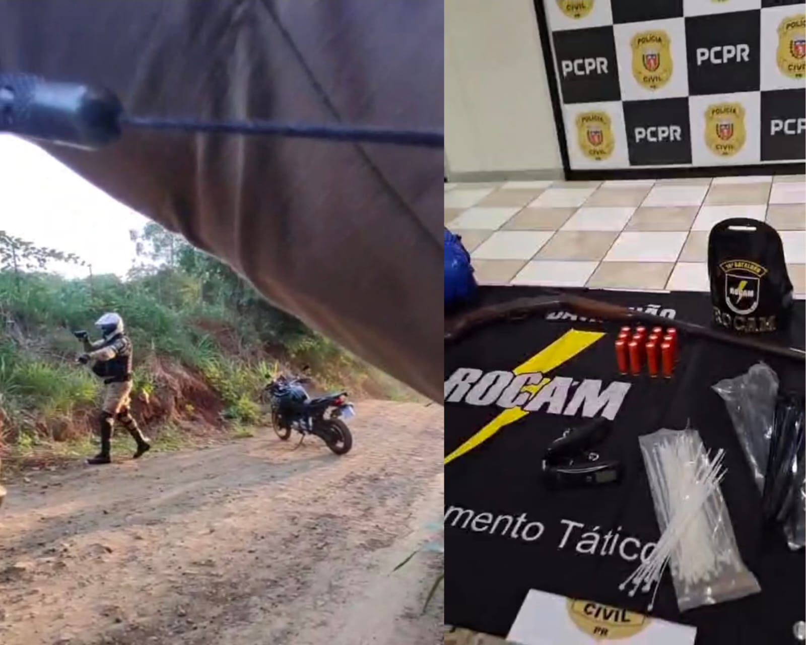 Rocam prende dois homens e apreende escopeta durante patrulhamento na zona rural