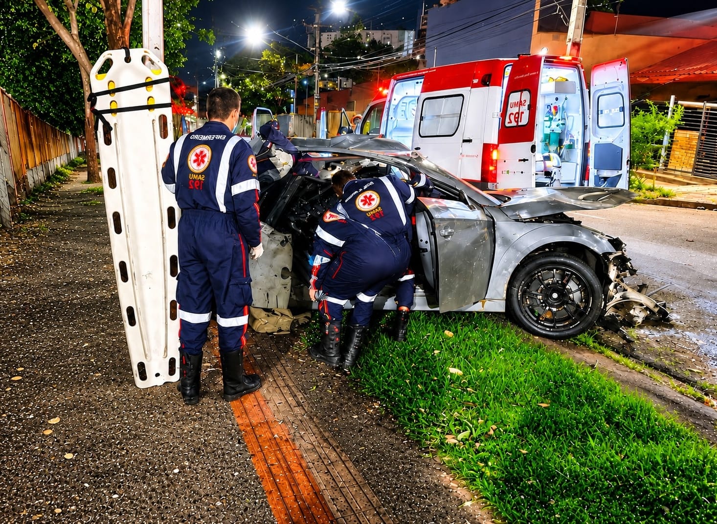 Audi TT RS fica destruído após motorista perder o controle e bater contra árvore em Maringá