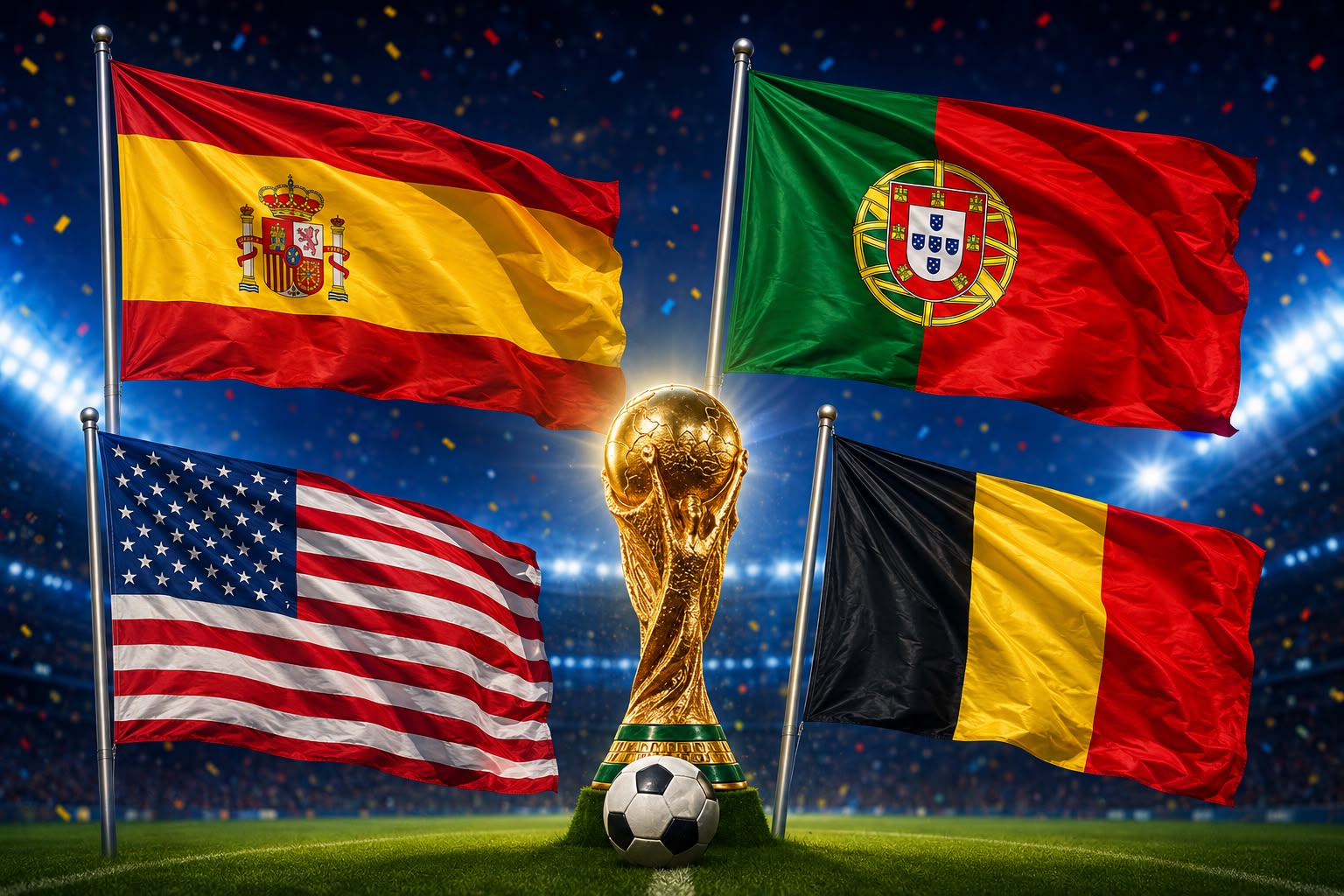 Espanha x Portugal e Estados Unidos x Bélgica movimentam as oitavas de final da Copa do Mundo nesta segunda-feira