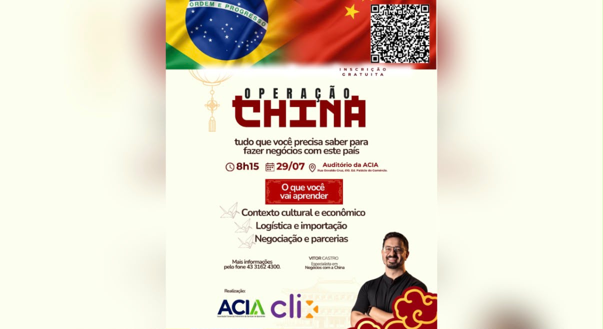 Palestra gratuita da ACIA mostra como empresários podem fazer negócios com a China