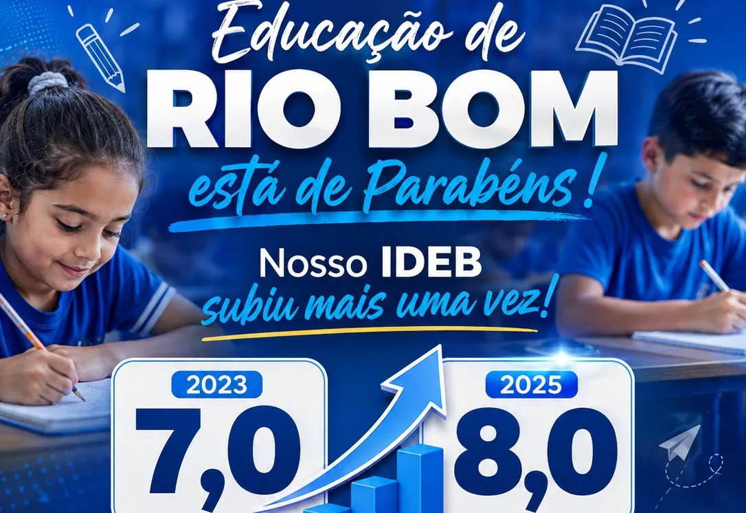 Educação de Rio Bom celebra crescimento no IDEB e alcança nota 8,0