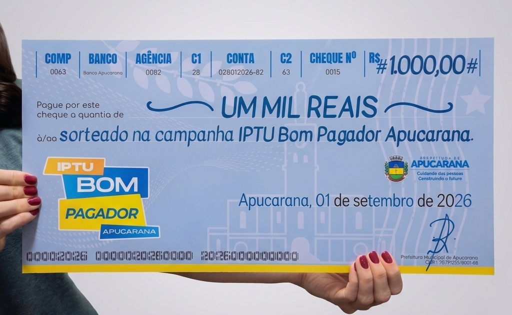 Mais cinco contribuintes recebem prêmio de R$ 1 mil por manter IPTU em dia