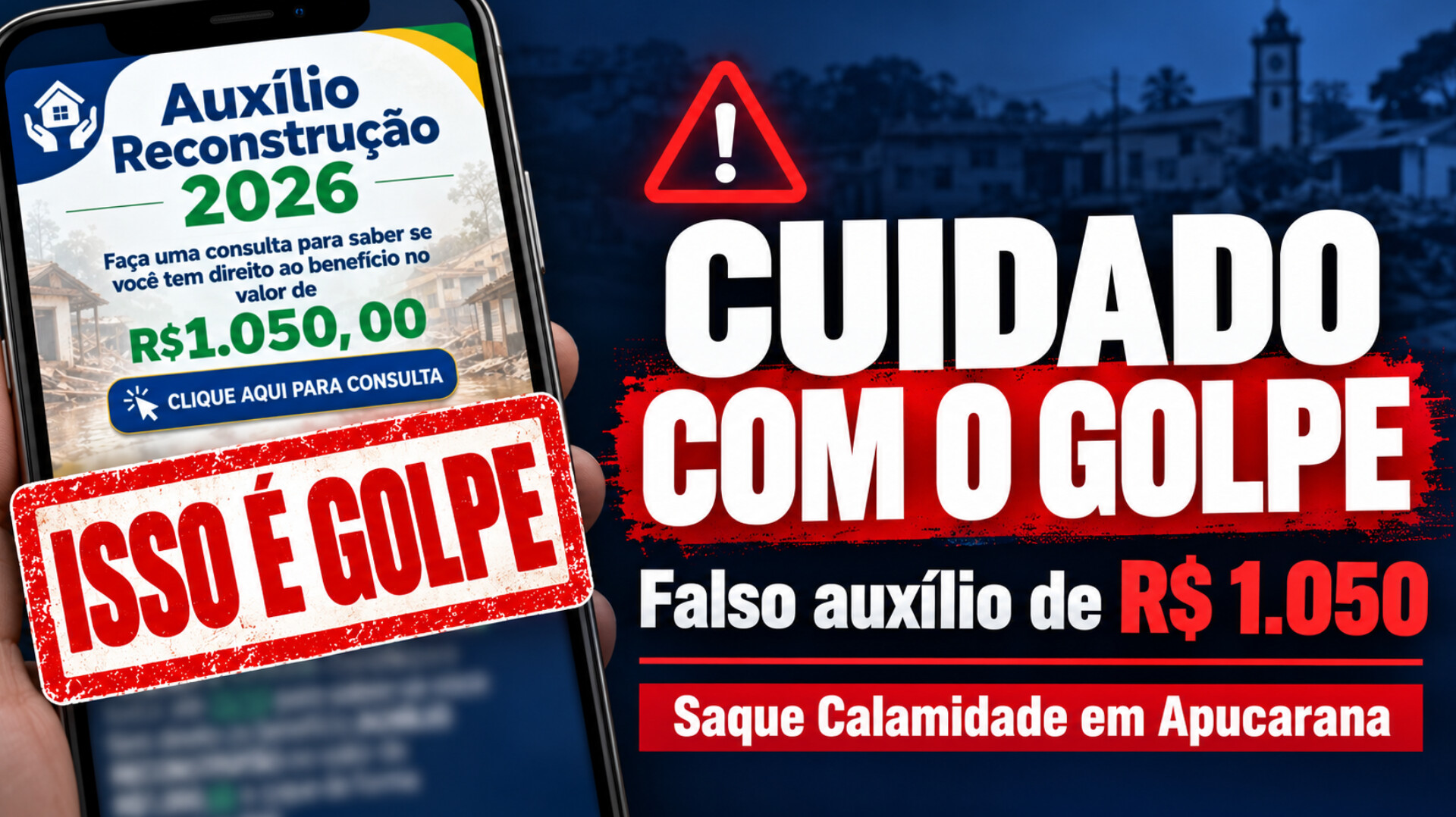 Falso auxílio de R$ 1.050 exige atenção de famílias atingidas pelo temporal em Apucarana
