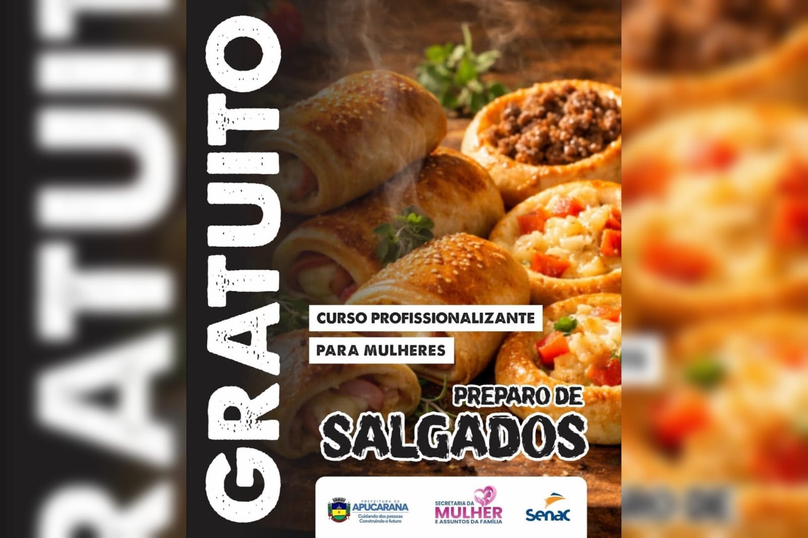 Curso gratuito de preparo de salgados abre inscrições para mulheres